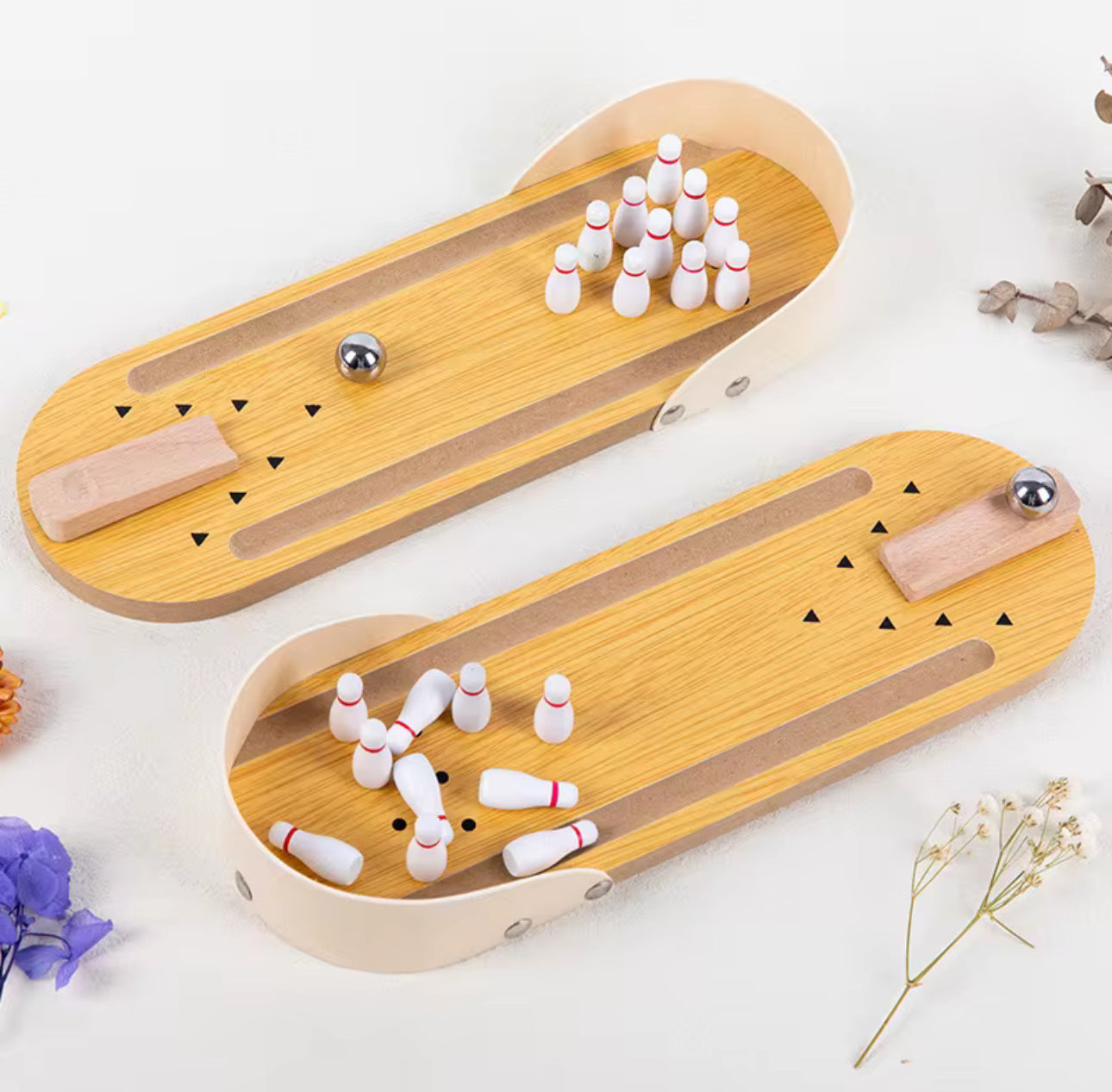 Mini Wooden Bowling Alley Set