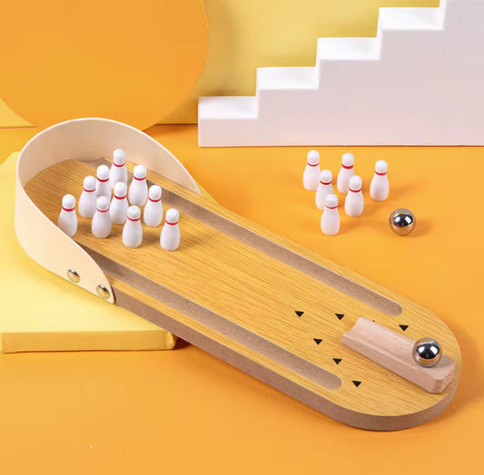 Mini Wooden Bowling Alley Set