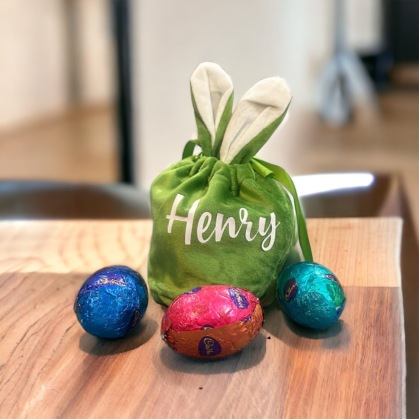 Mini Personalised Velveteen Easter Bunny Bag