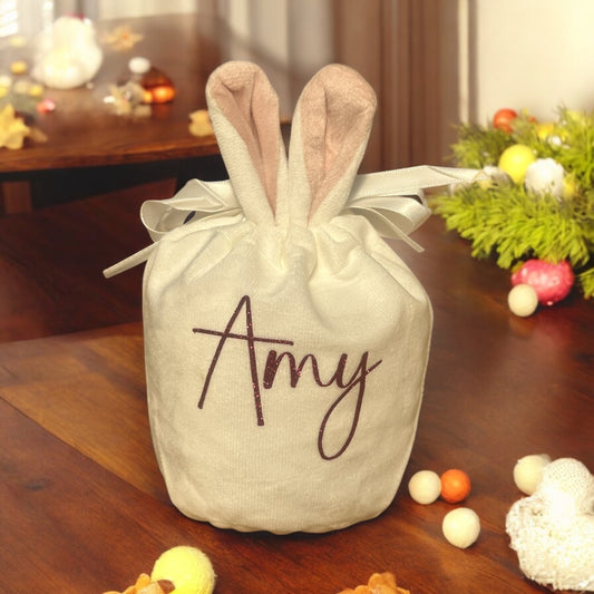 Mini Personalised Velveteen Easter Bunny Bag